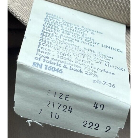 Vintage Sears Overcoat Mens 40 Beige Coat Zip Out Lining Dress Trench 70s Winter - Picture 5 of 14